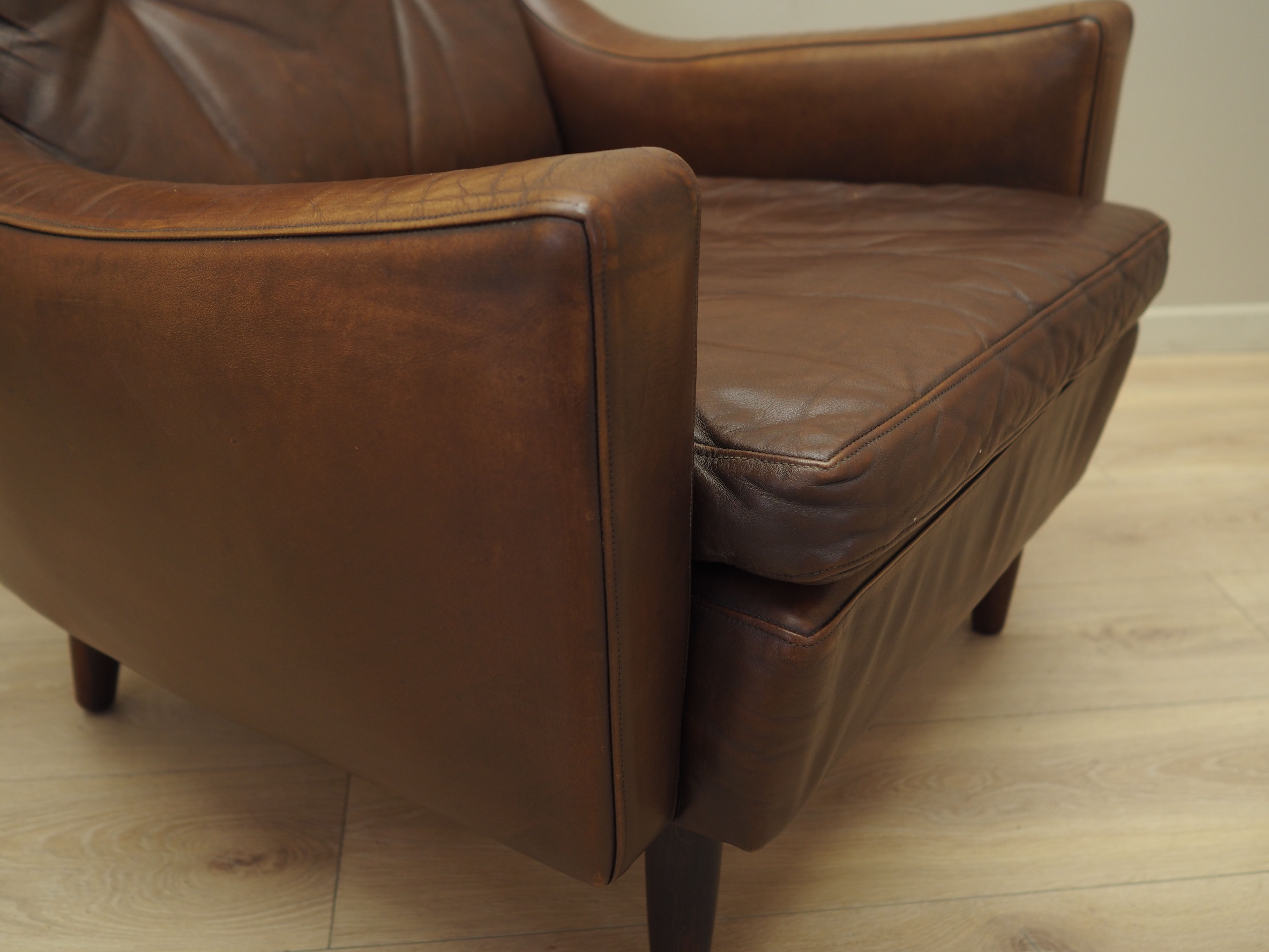 Brown leather armchair, Danish design, 1960s, designer: Edmund Jørgensen
