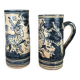 Set of two large vintage glazed terracotta mugs.