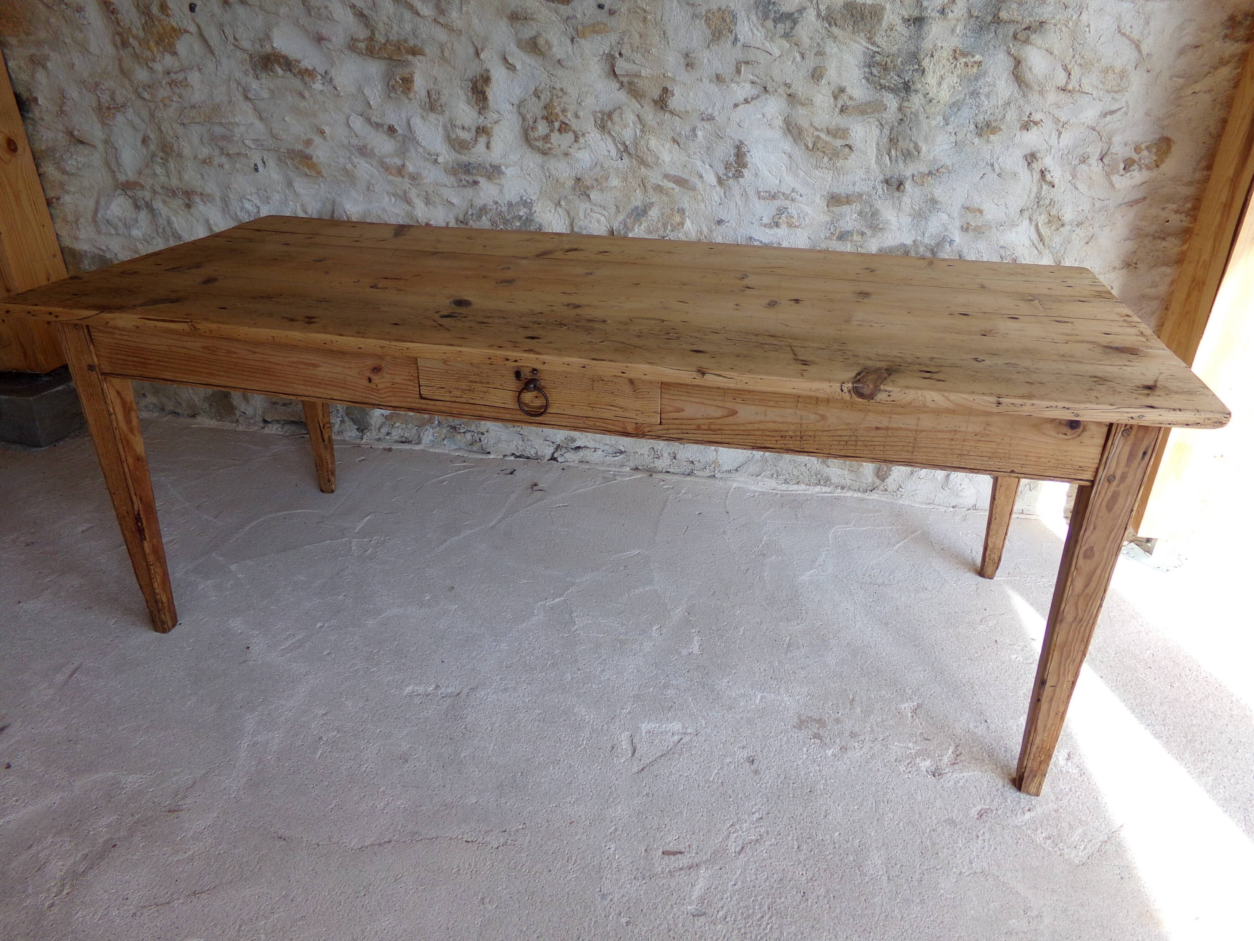 Farmhouse table in raw wood