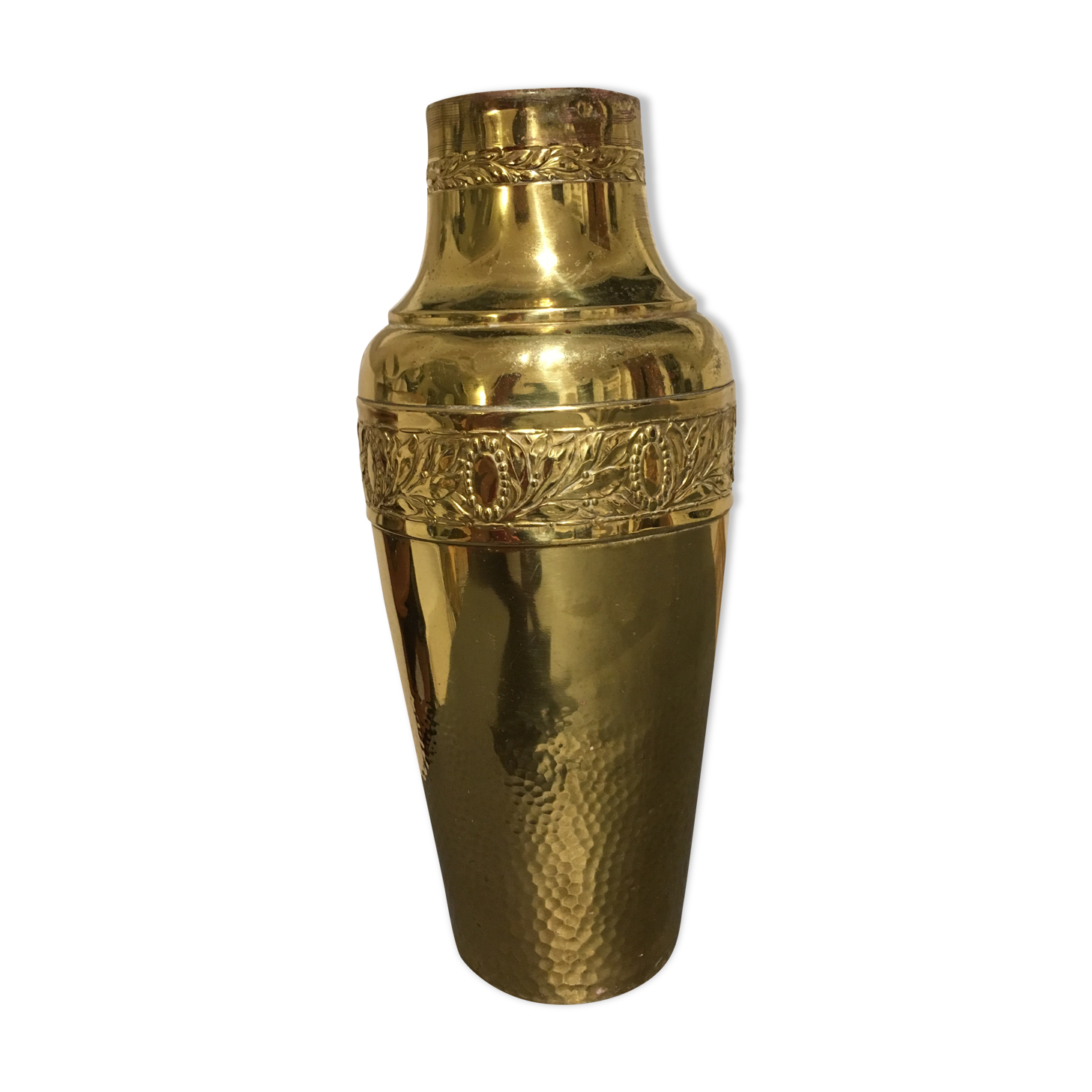 Yellow copper vase signed gbn art deco