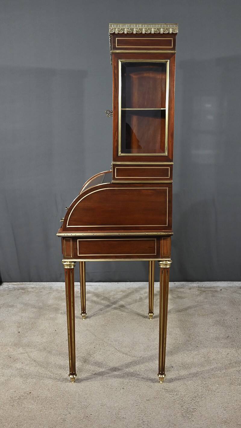 Rare Small Cylinder Desk and Showcase, Louis XVI style – Mid-19th century
