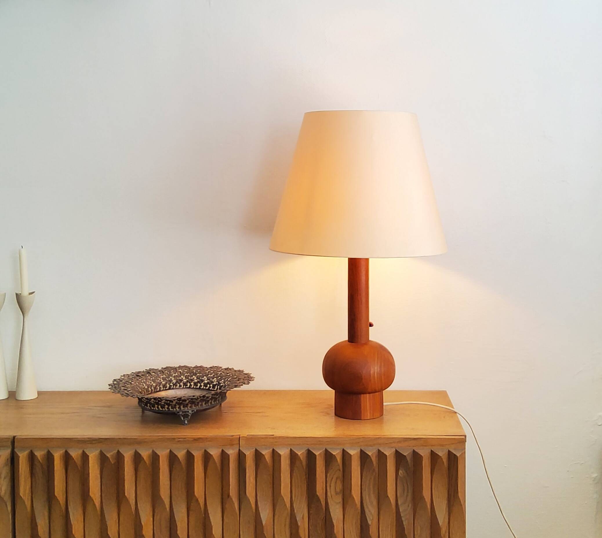 Lampe de table Scandinave en teck - 1960