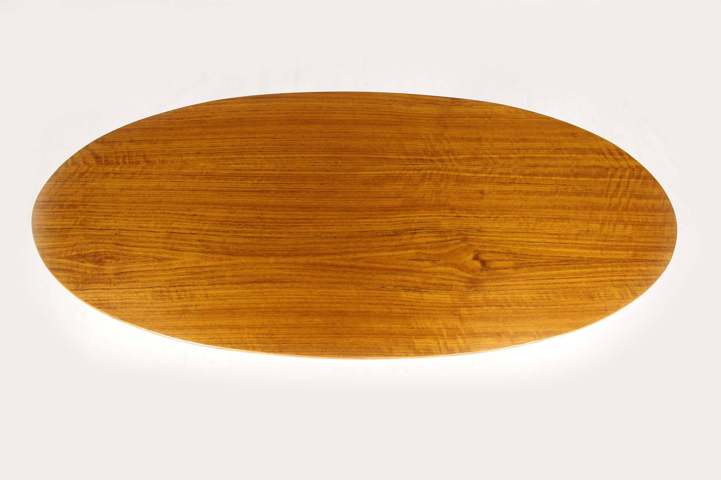 Tulip coffee table in walnut, mid-century modern style, restored by Dřevotvar, 1960s.
