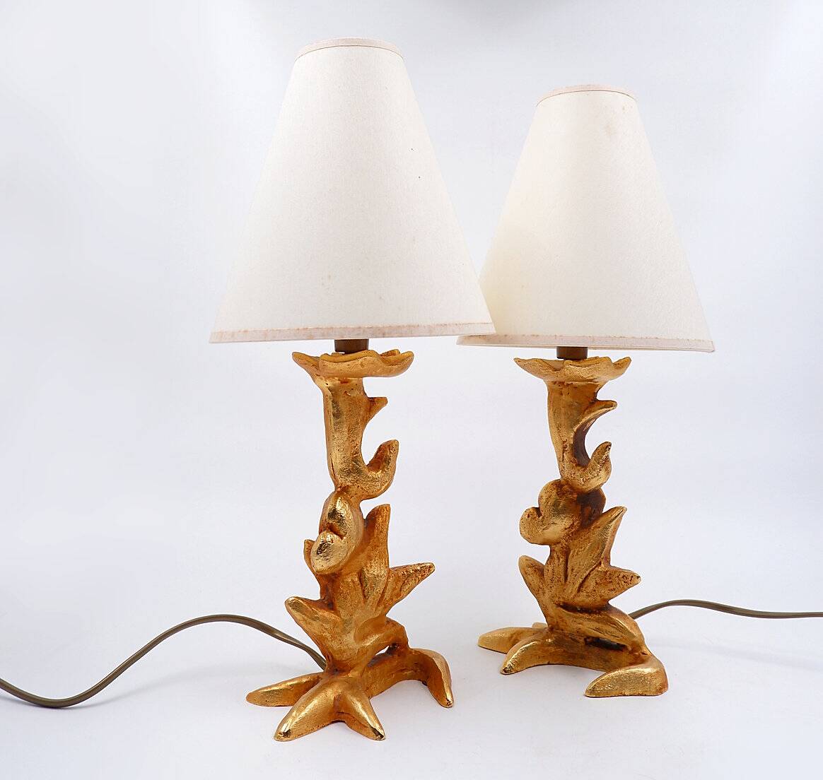 Sculptural Table Lamps with Plant Motif - G.Mathias, France, 1980s