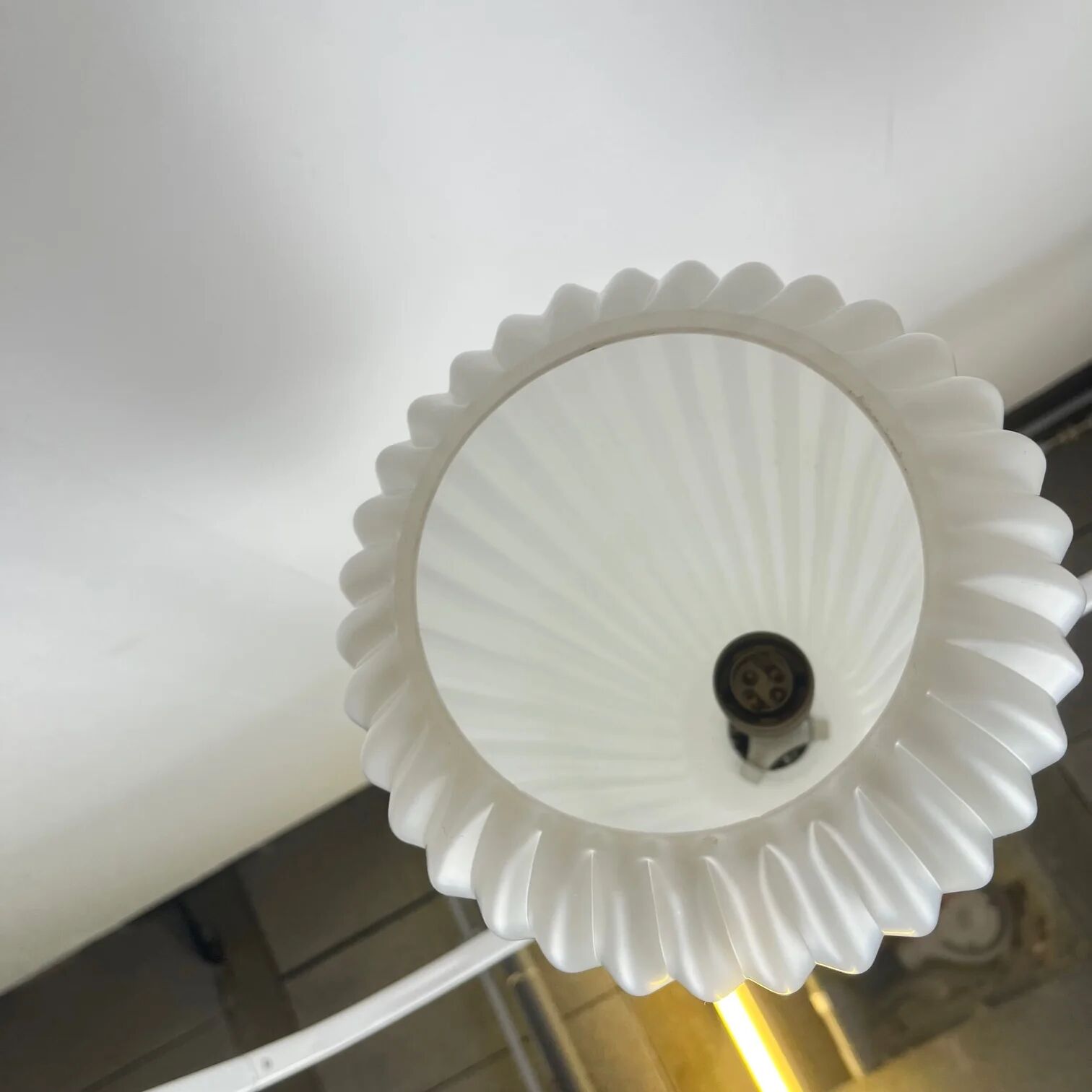 Vintage MCM glass pendant with metal rod