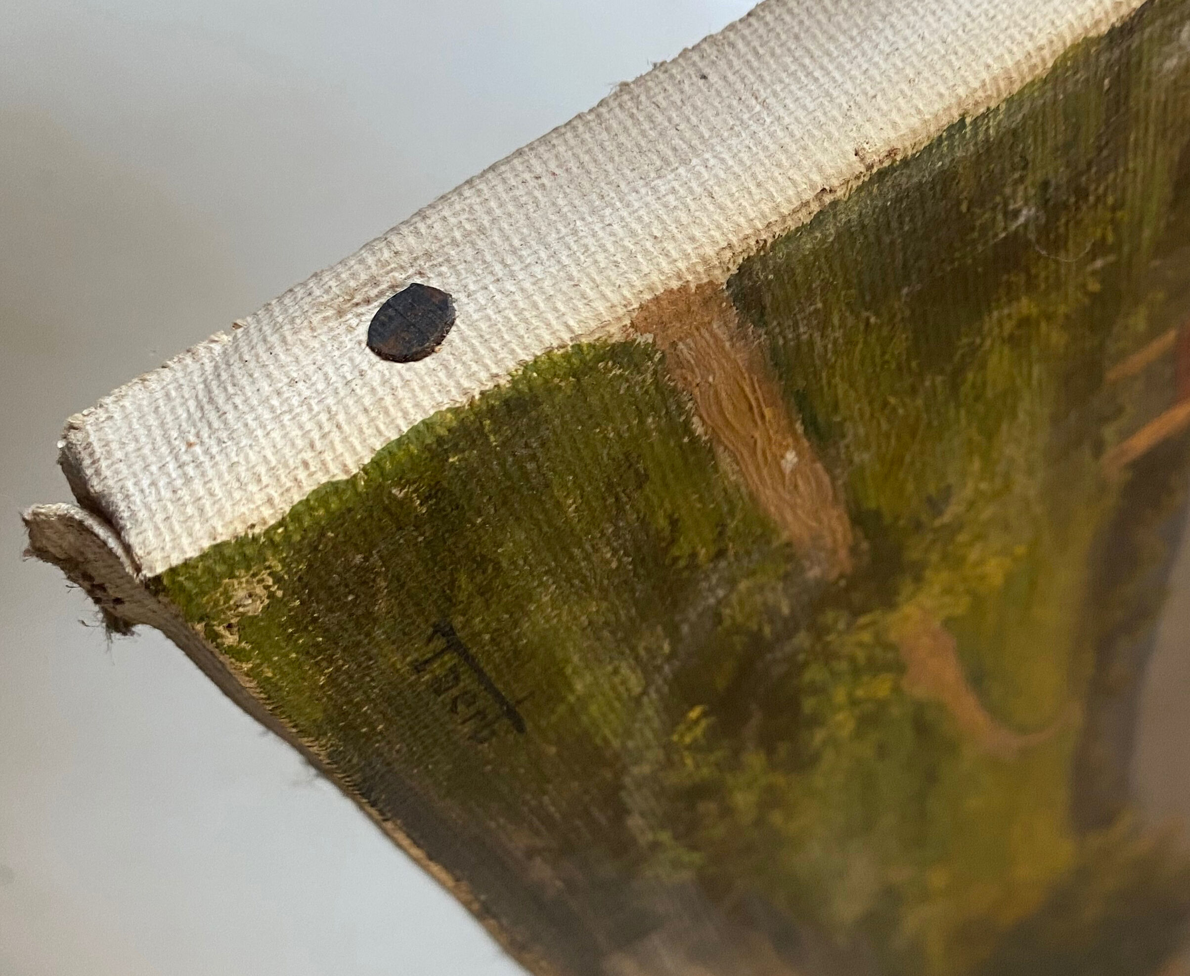 Old painting "Landscape at sunset" Mill HST signed Taerb