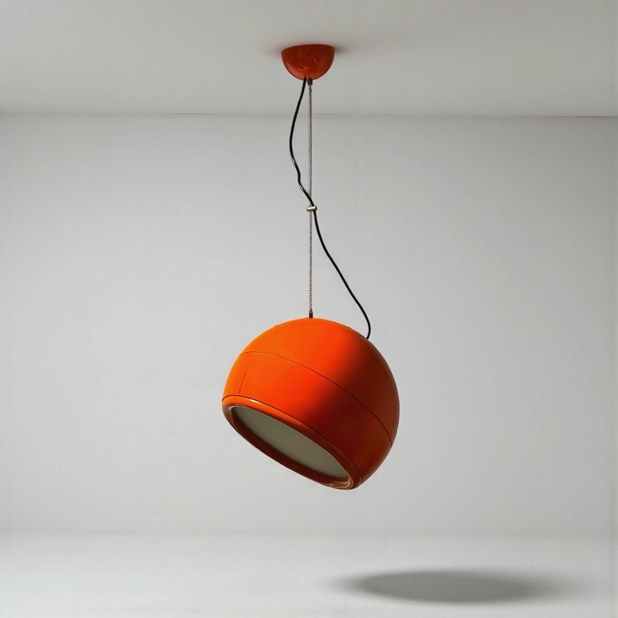 Orange Pallade Hanging Lamp by Artemide Space Age Design Icon