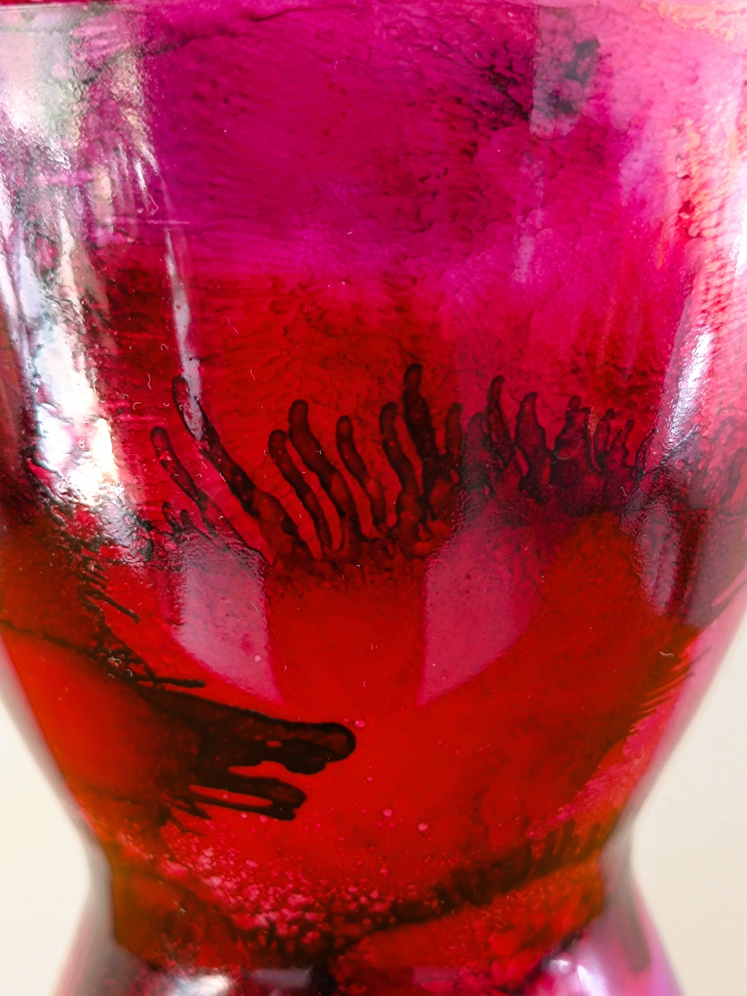 Hand-painted purple glass vase