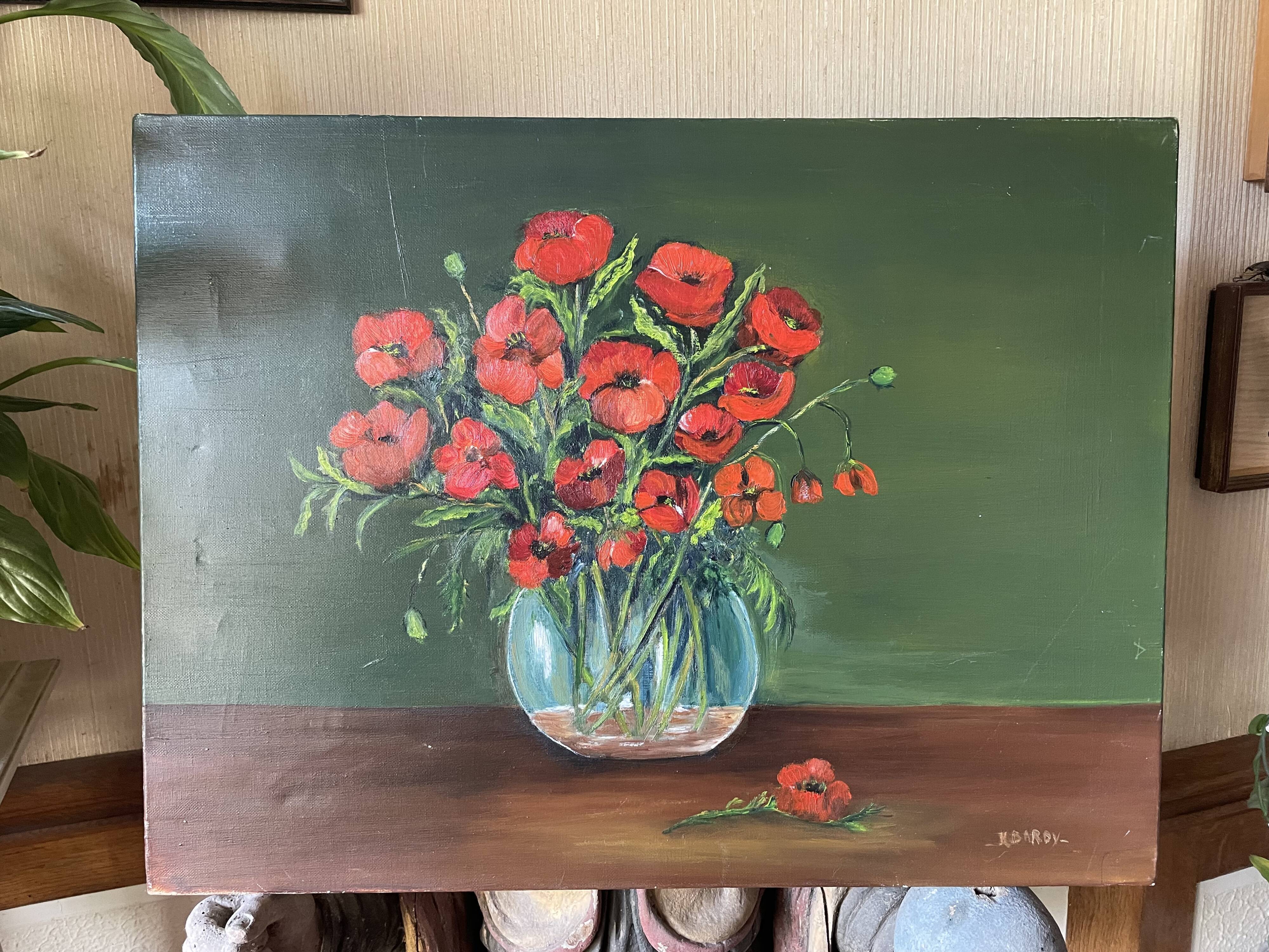 Bouquet de coquelicots huile sur toile