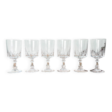 6 verres à vin rouge en cristal d'Arques modèle Louvre
