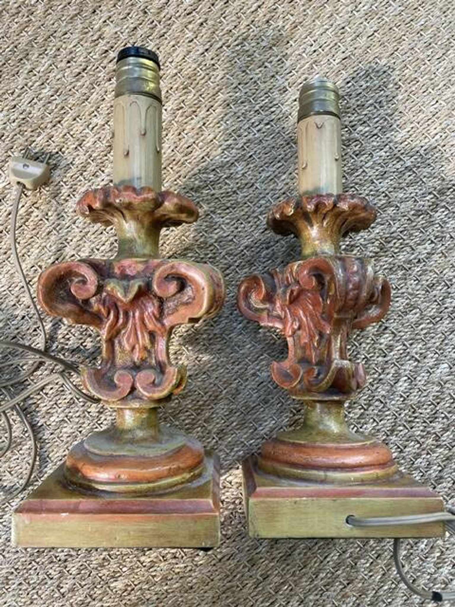 paire de pieds de lampe bois
