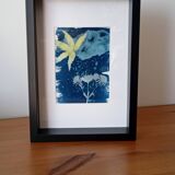 Cyanotype original avec cadre profond noir