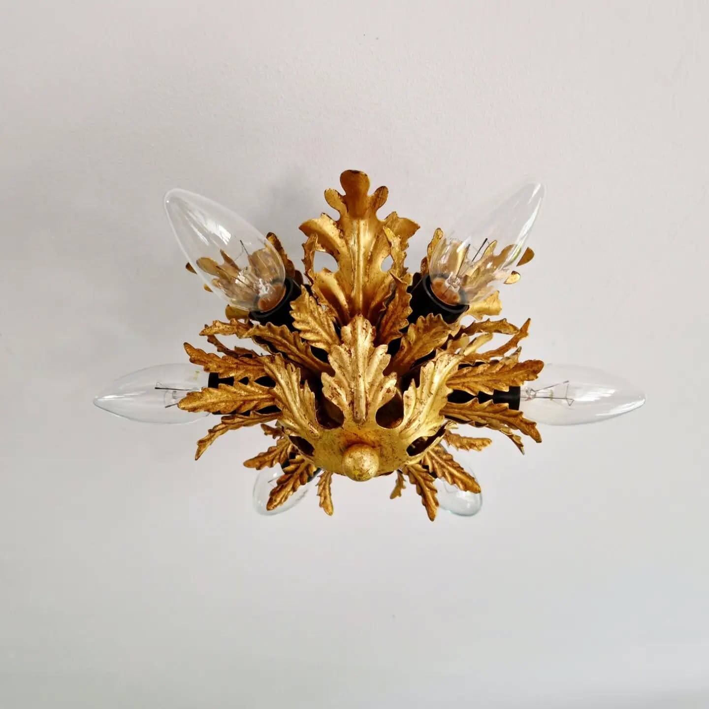 Golden metal ceiling light, Banci Firenze, 1970