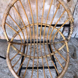 Pair of children's armchair rattan shell & metal foot black vintage