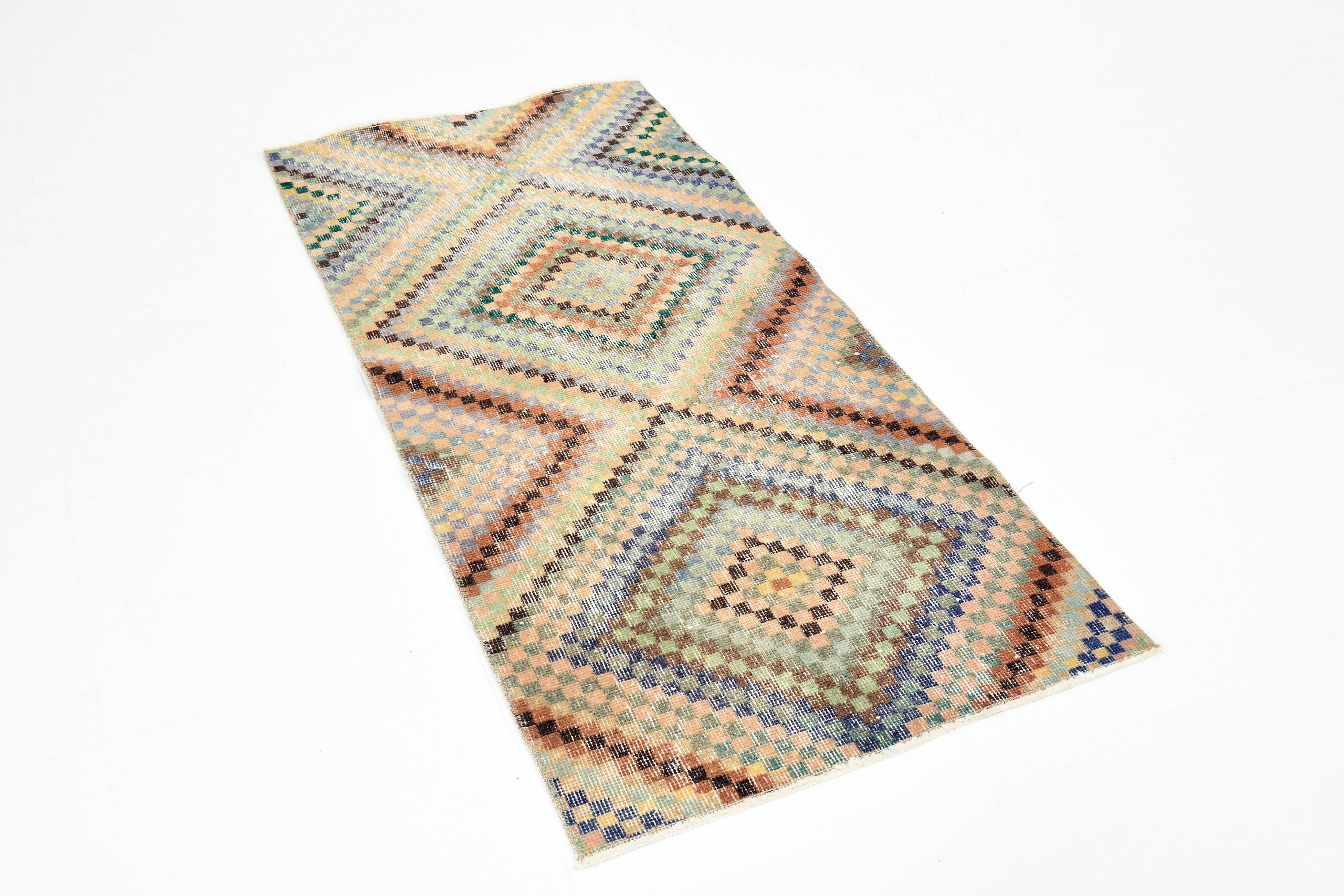 2x5 Turkish Multicolor Vintage Kitchen Runner Rug, 71x154Cm