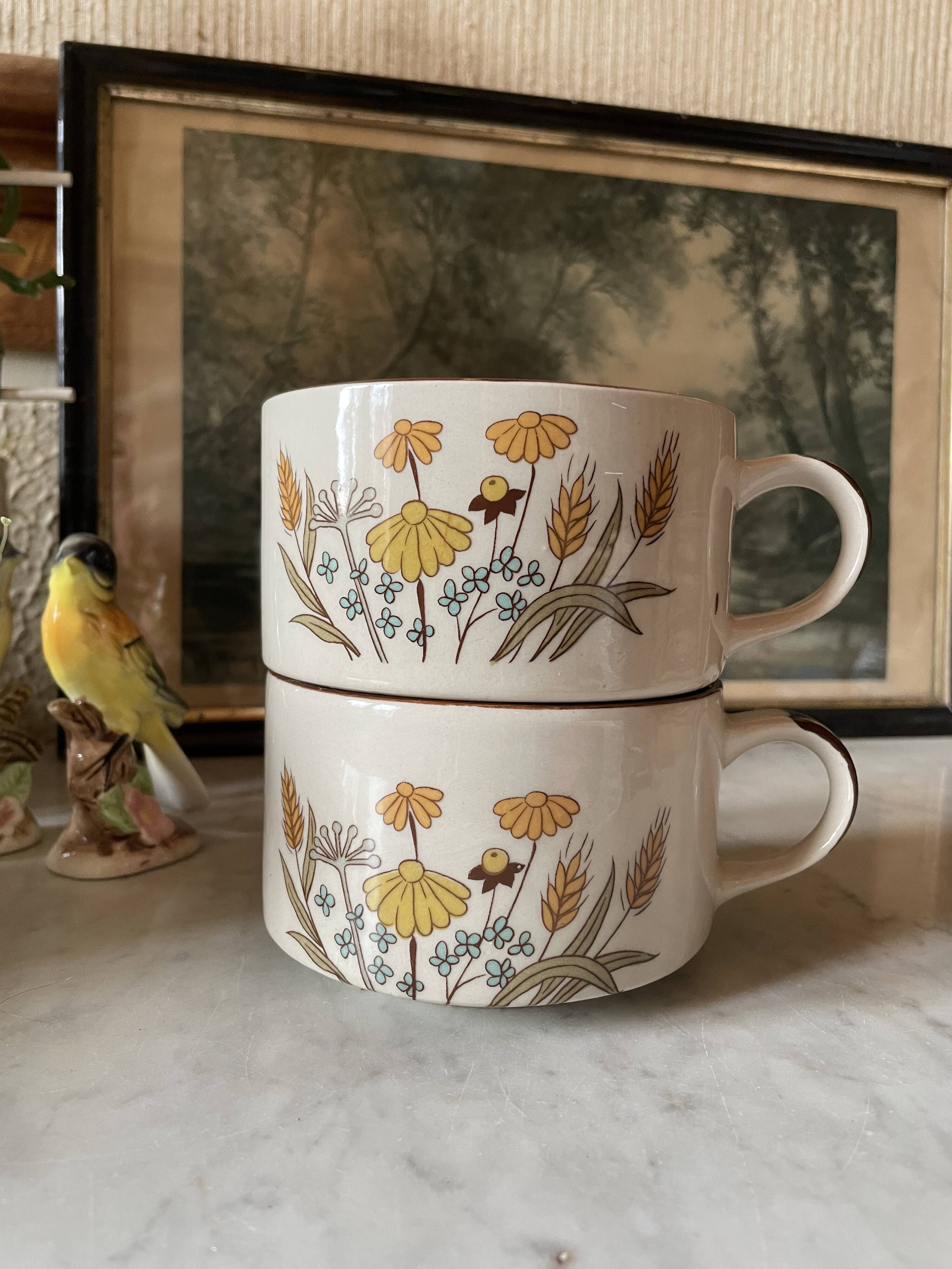 Vintage stoneware lunch cups