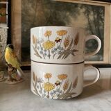 Vintage stoneware lunch cups