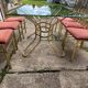 Italian brass dining table and chairs, 1970s, set of 7