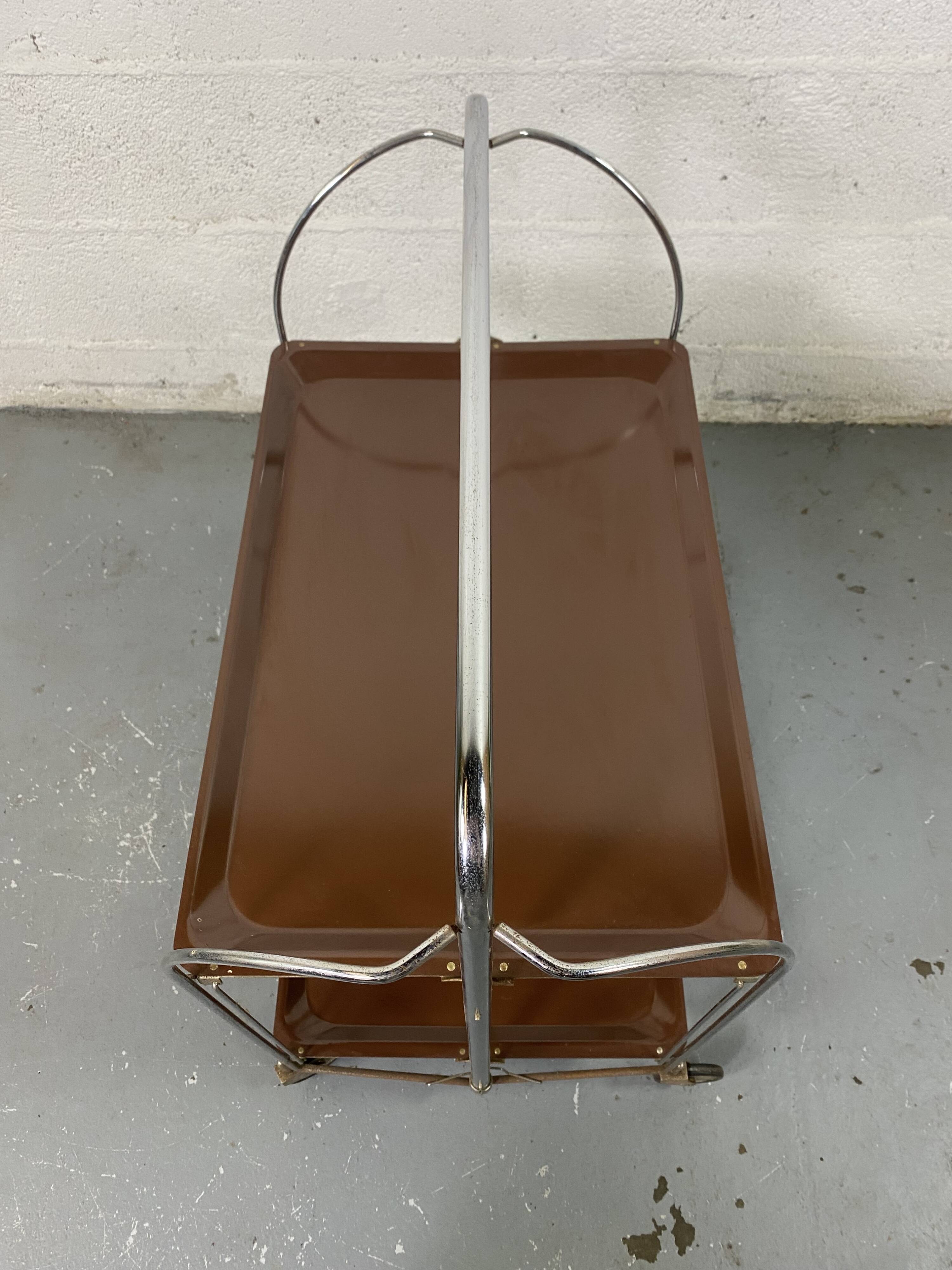 Chariot desserte pliable mid-century de Bremshey Solingen, 1950s