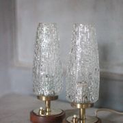 Pair of vintage lamps, bedside lamps, oblong glass globe lamps