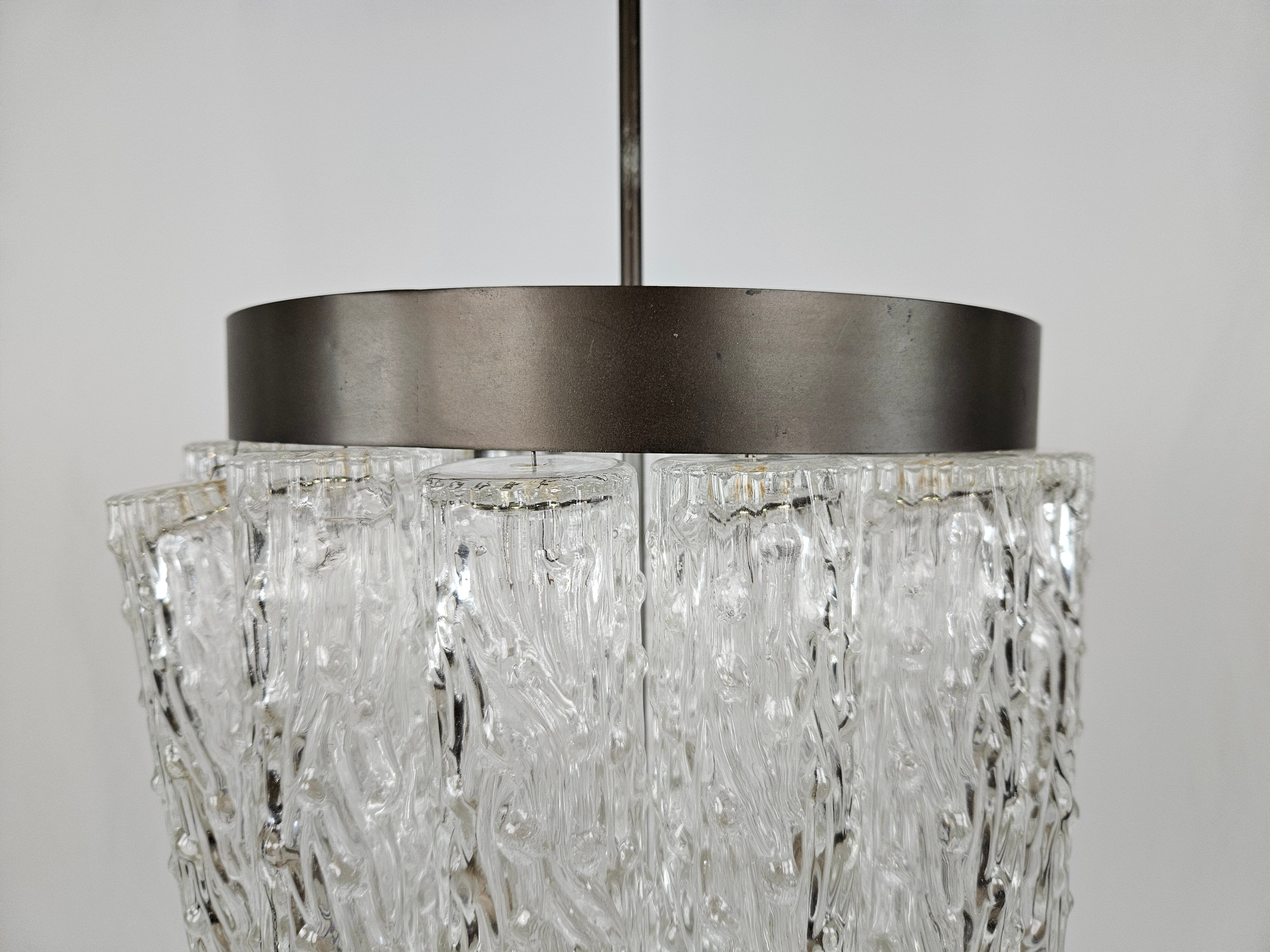 Murano glass chandelier with 14 tubular pendants