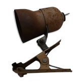 Spot à pince en métal laqué beige, style industriel, fin 60s