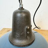 Industrial Blue Enamel Factory Lamp with Cast Iron Top, 1960s