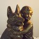 French Art Deco Table Lamp – Kneeling Girl with Dog & Clichy Glass Shade
