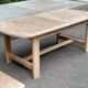 Extendable dining table in solid elm, Maison Regain brutalist 70s.