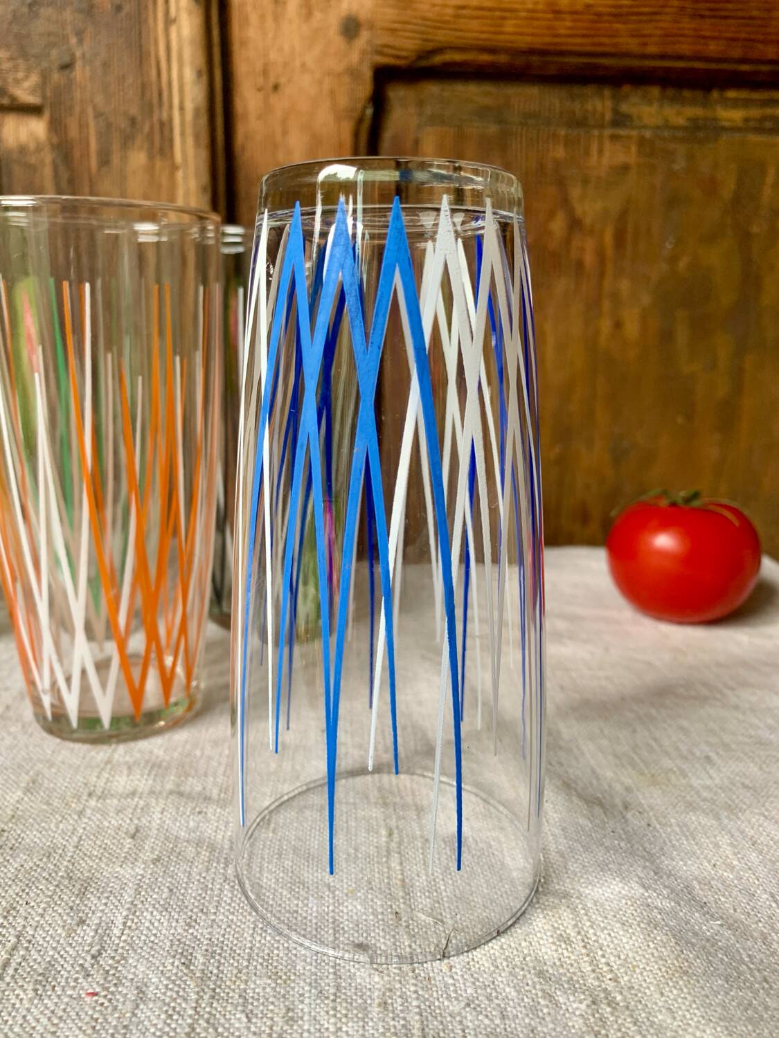 5 grands verres colorés limonade 1950