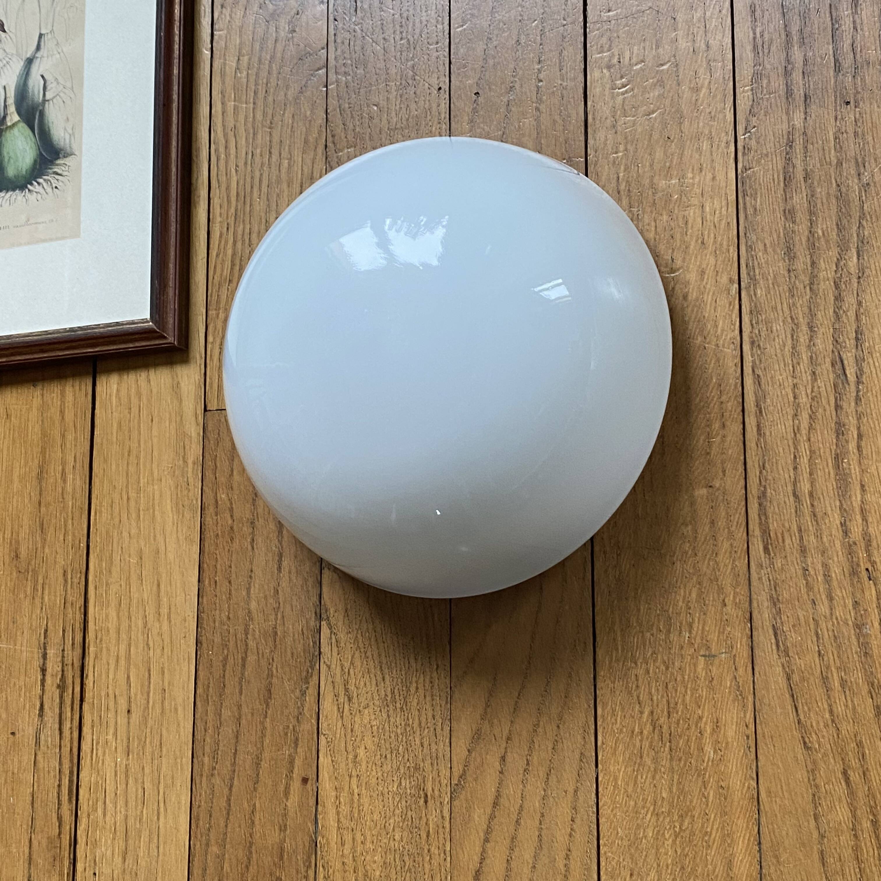 Ceiling light or half-moon wall sconce 20 cm white opaline glass 1960s 1970s