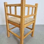 Dutch Modernist Art Deco Style Corner Chair in Oak and Rush, 1950s, Set of 2