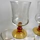 Set of 5 glasses with amber feet 70s