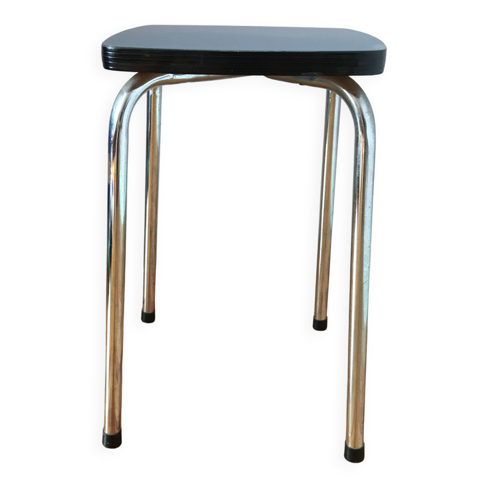 Hard blue formica stool