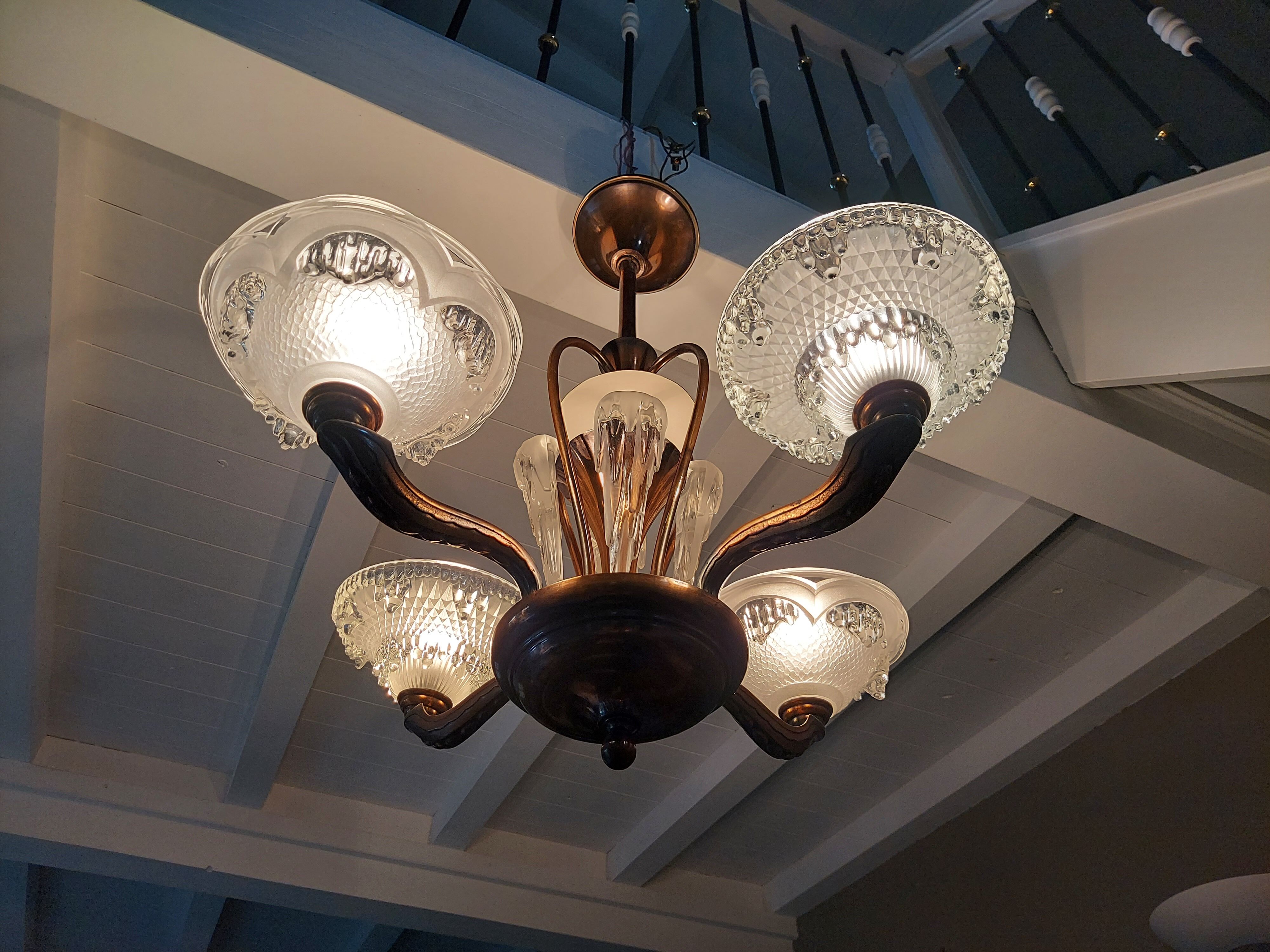 Vintage Art Deco chandelier 1950s