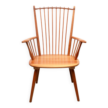 Fauteuil des années 1950 en cerisier, Albert Haberer