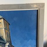 Tableau sur toile vue église coloré signé
