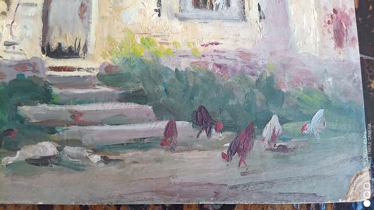 Edouard Leverd (1881-1950) oil on cardboard - 35 x 27 cm - farm in Villemardy