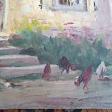 Edouard Leverd (1881-1950) oil on cardboard - 35 x 27 cm - farm in Villemardy