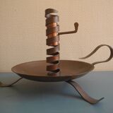 old pig tail rat cave copper candle holder