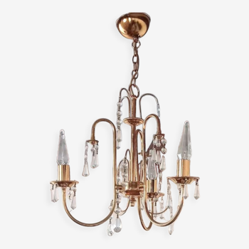 Chandelier/chandelier in gilded brass and tassels