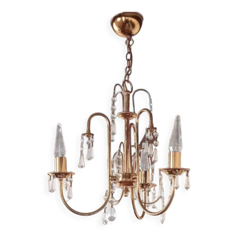 Chandelier/chandelier in gilded brass and tassels