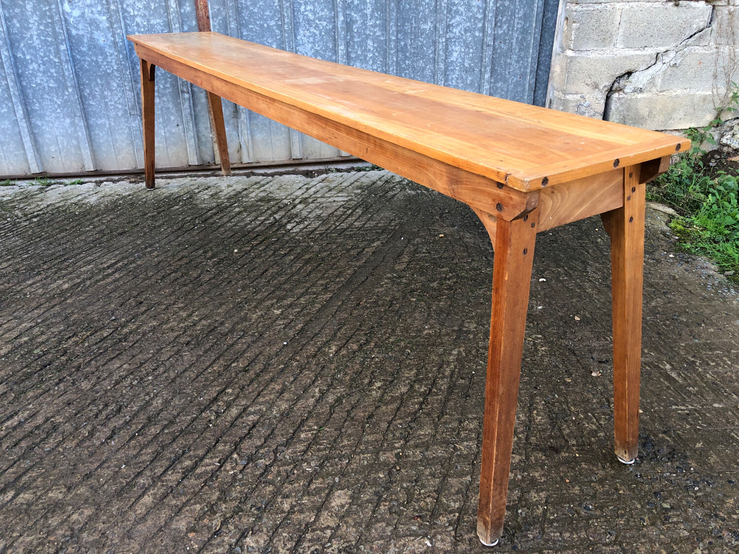 Table console vintage en hêtre massif