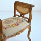 Stool / small bench in canvas, canework and wood late 19th century