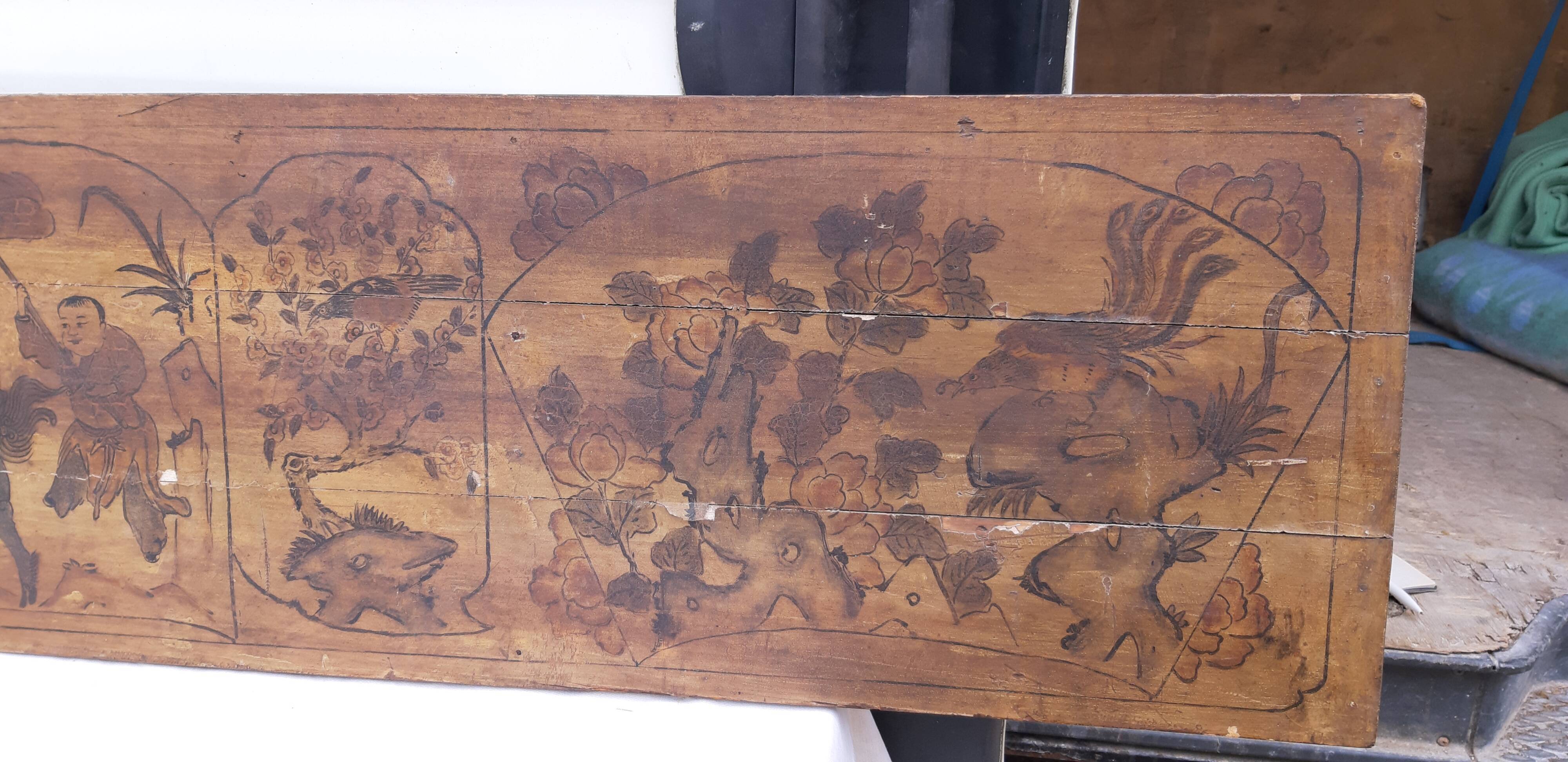 Panel Silkscreened wood China 19th