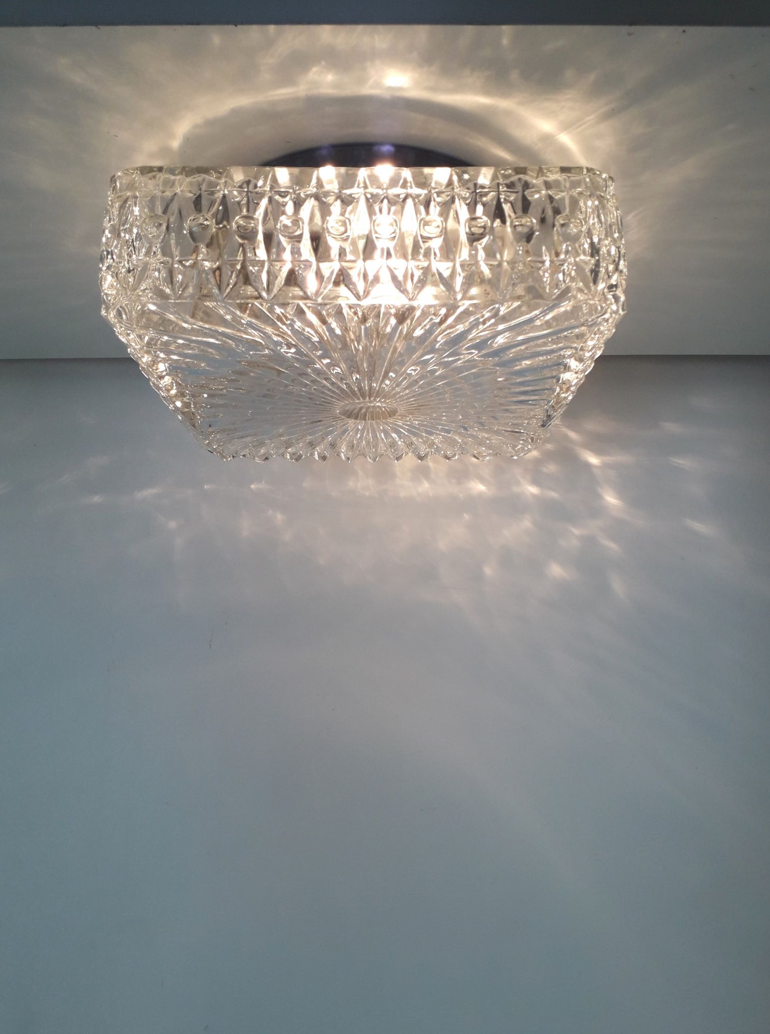 Vintage ceiling lamp / wall lamp - Molded glass - square - 1960 #2