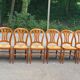 6 country-style chairs in solid cherry wood with rush seats from the 1990s.