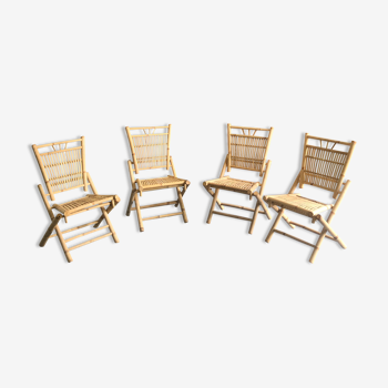 4 chaises vintage en bambou
