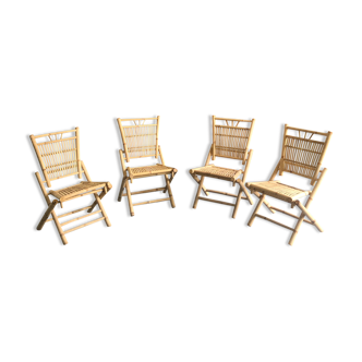 4 vintage bamboo chairs