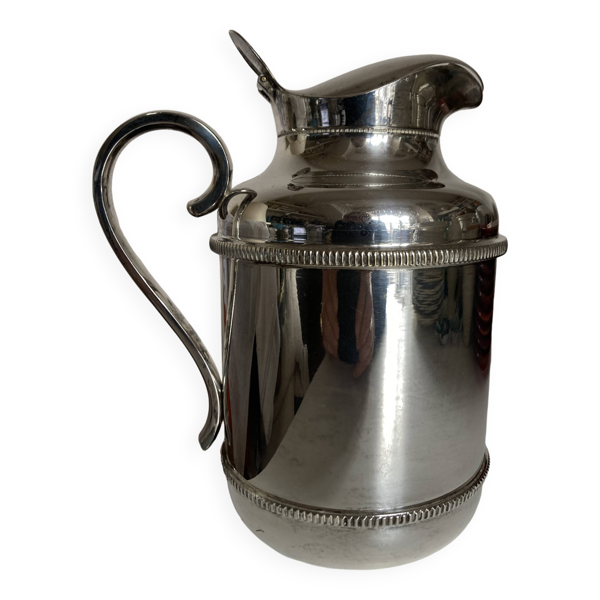 Neo-classical silver-plated metal insulated living room pitcher from Italy, 1970s